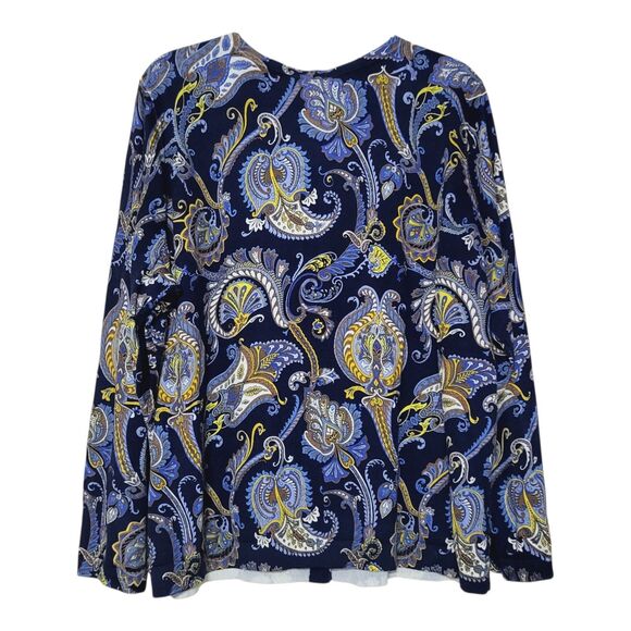 Talbots Paisley Cardigan Sweater 3X Plus Petite NEW - The Talbots Classics Blue - Picture 8 of 9